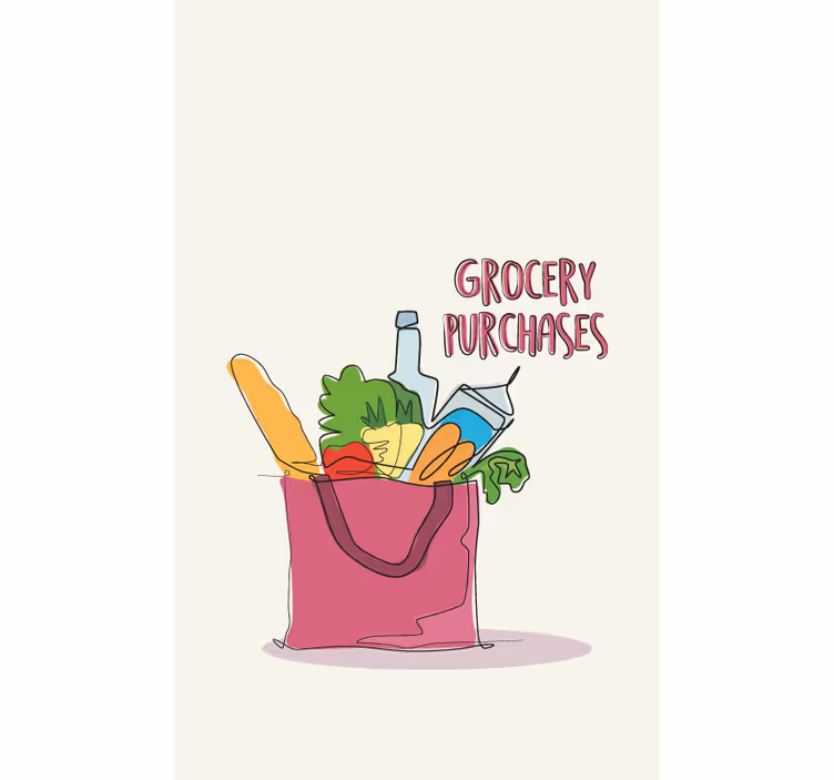 Zavjese za kuhinju ilustracija trgovine namirnicama - TenStickers