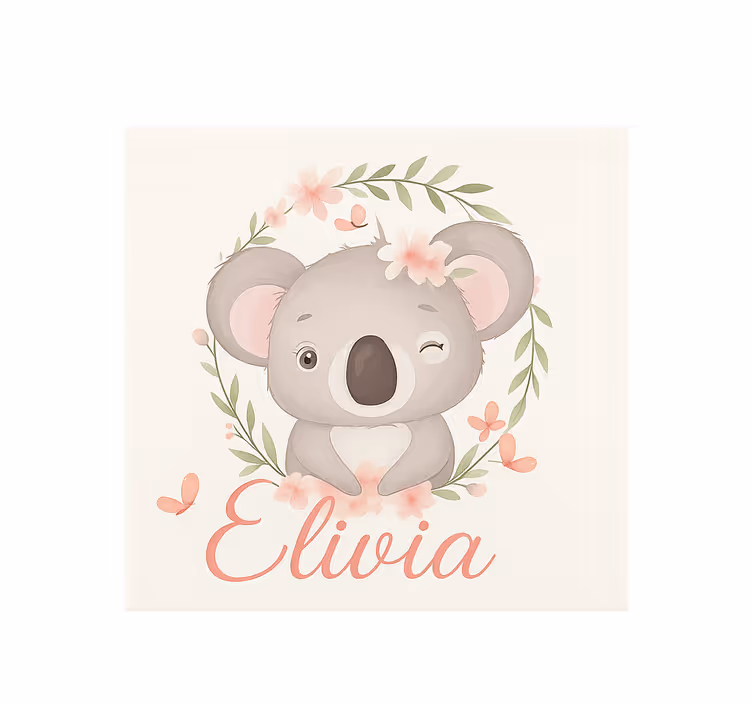 zavjese po mjeri koala s imenom - TenStickers