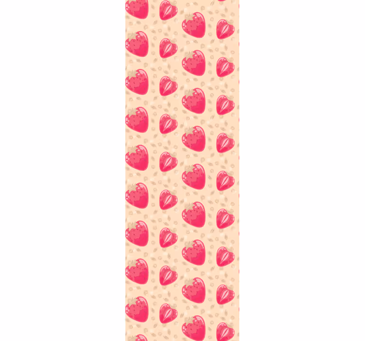 Zavjese za kuhinju s uzorkom jagoda na bež pozadini - TenStickers