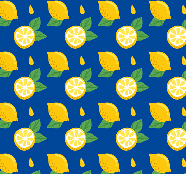 Zavjese za kuhinju s ručno crtežom limuna - TenStickers