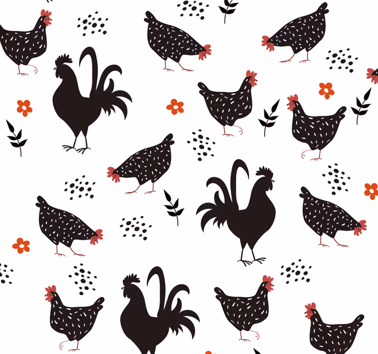 Zavjese za kuhinju s crno-bijelim pijetlom - TenStickers