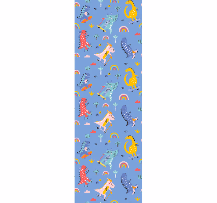 Zavjese za dječju sobu s simpatičnim dinosaurima skaterima - TenStickers