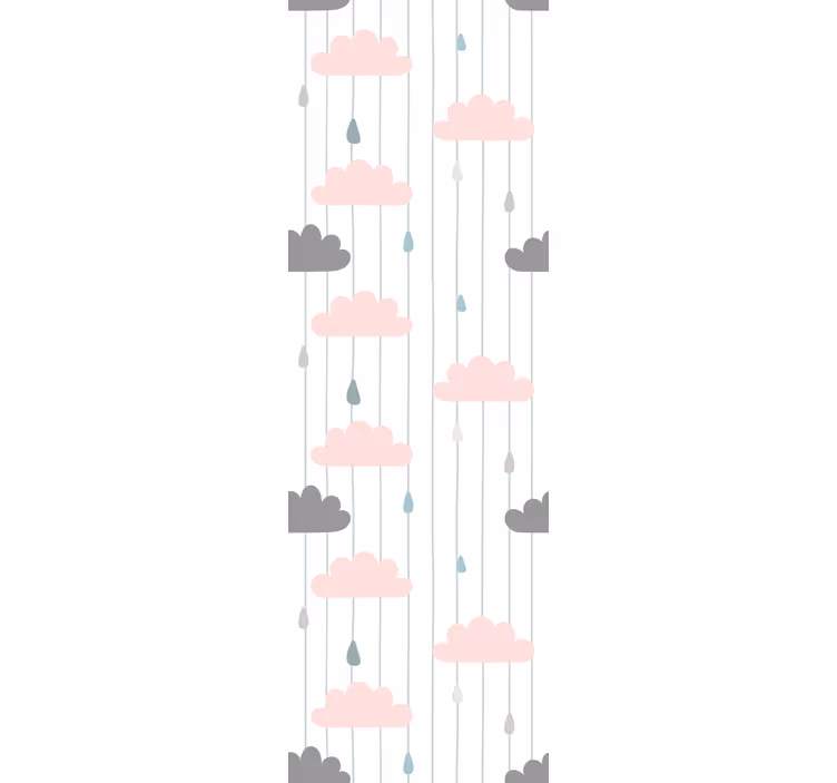 Zavjese za dječju sobu u ružičastim i sivim oblacima - TenStickers