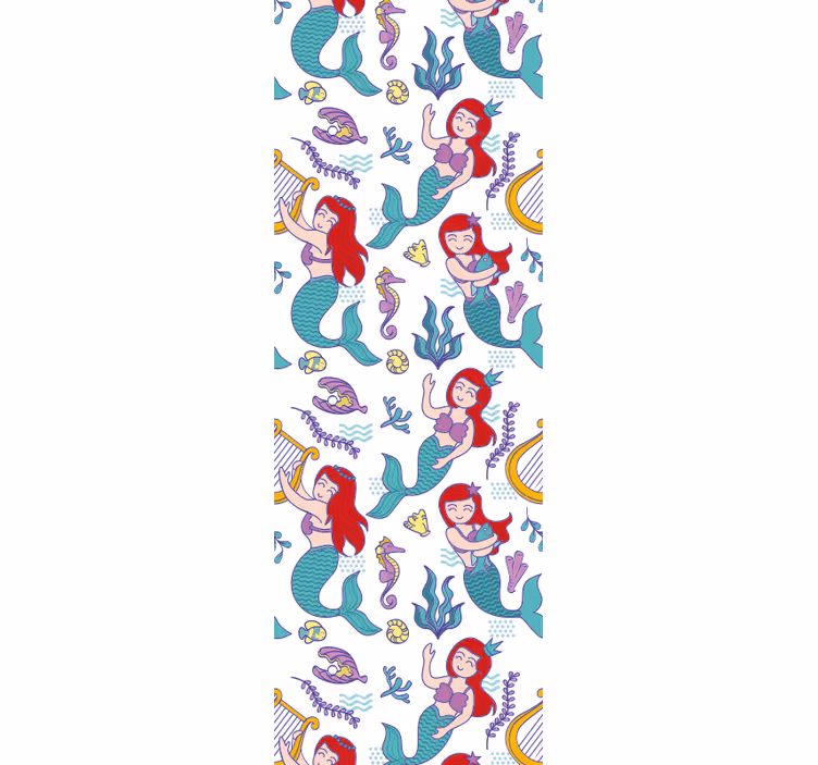 Zavjese za dječju sobu s nasmijanom sirenom ariel - TenStickers