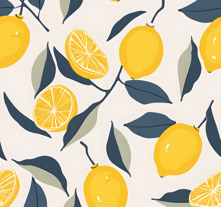 Rolo zavjese žuta boja s uzorkom limuna - TenStickers