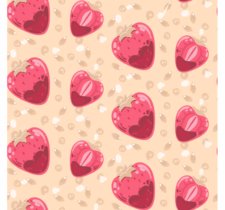 Zavjese za kuhinju s uzorkom jagoda na bež pozadini - TenStickers