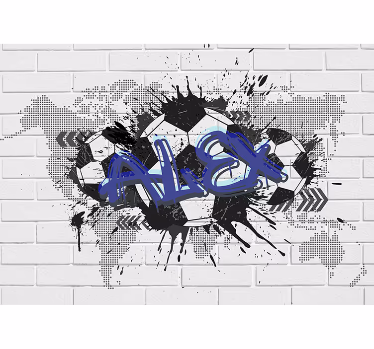 Bijele zavjese s grafitima nogometnog motiva - TenStickers