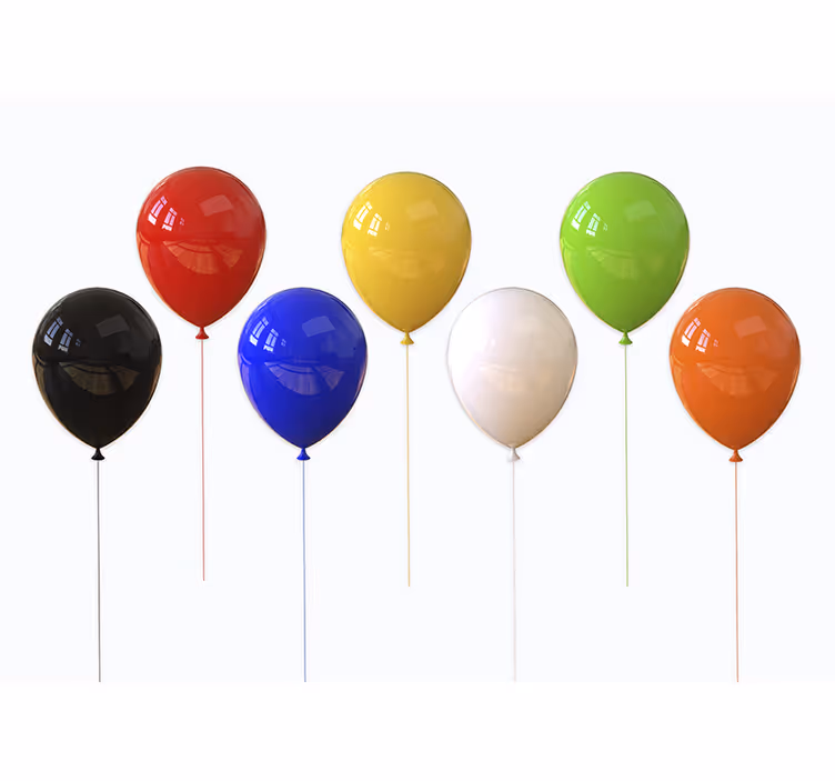 Bijele zavjese s 3d realističnim šarenim balonima - TenStickers