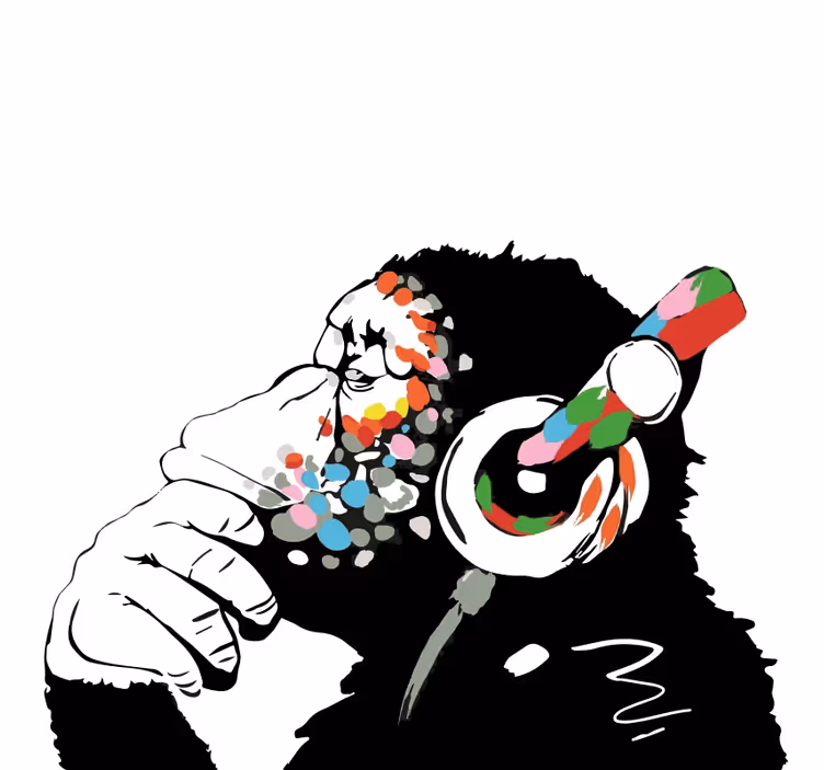 Zavjese za dnevni boravak mono banksy glazba - TenStickers