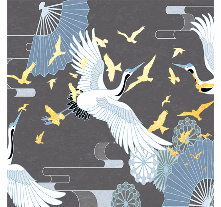 Zavjese za dnevni boravak orijentalna ptica - TenStickers