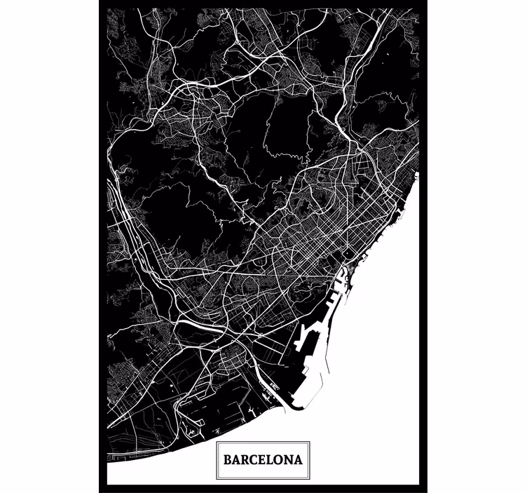 Zavjese za dnevni boravak mapa topografska barcelona - TenStickers