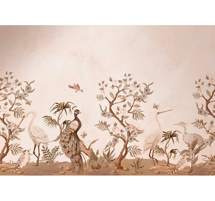 Bež zavjese s vintage florom - TenStickers