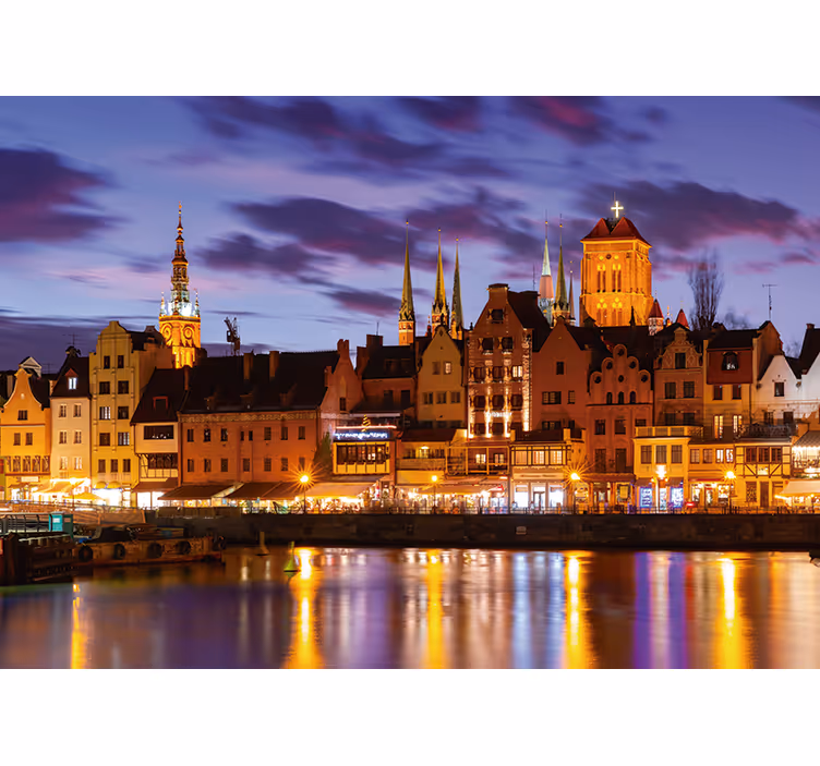 Plave zavjese gdańsk noću - TenStickers