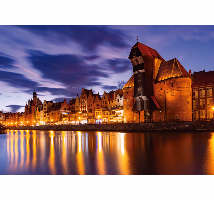 Plave zavjese gdańsk noću - TenStickers
