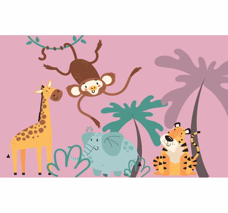 Ljubičaste zavjese s veselim životinjama iz safarija - TenStickers