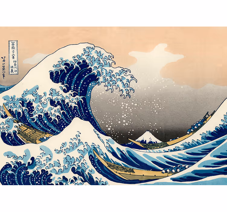 Zavjese za dnevni boravak s hokusai valom - TenStickers