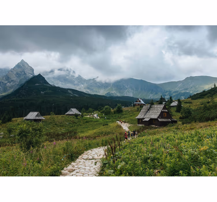 Zelene zavjese drvenih kuća u tatrama - TenStickers