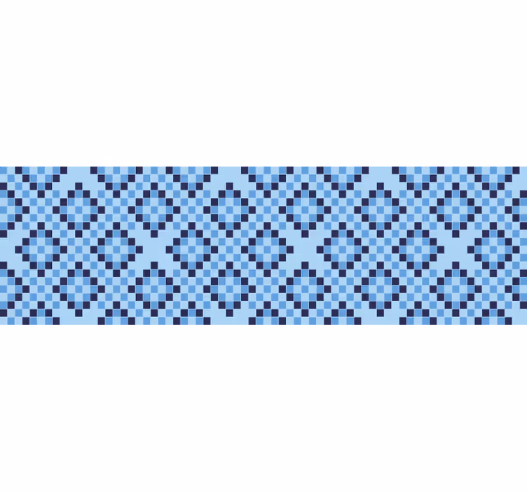 Plave zavjese s geometrijskim plavim pikselskim uzorkom - TenStickers