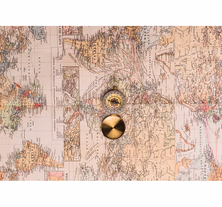 Zavjese za dnevni boravak vintage fotomurali mappamondo - TenStickers