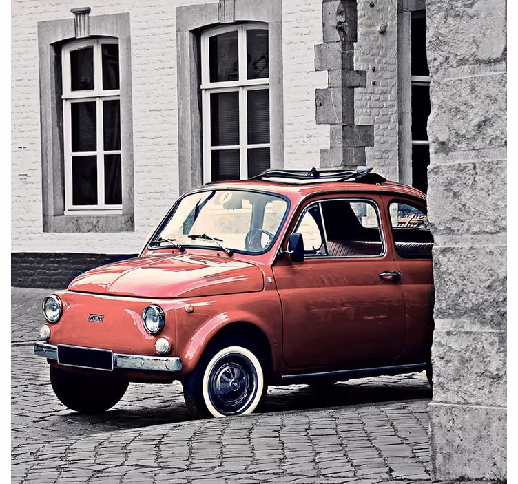 Zavjese za dnevni boravak vintage stari fiat 500 - TenStickers