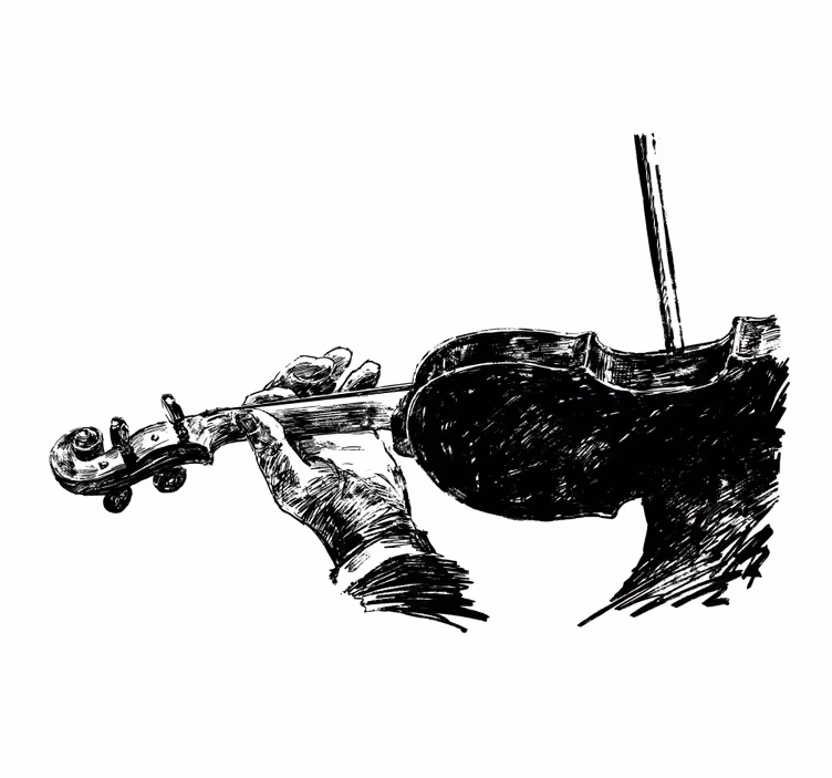 Zavjese za dnevni boravak s crtežom muzičara na violini - TenStickers