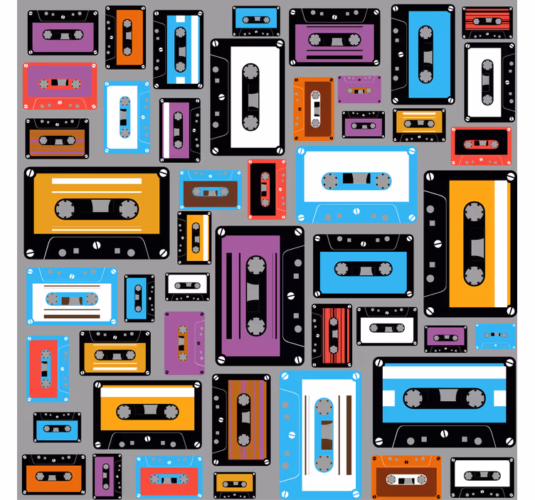 Zavjese za dnevni boravak s uzorkom retro kaseta 80-ih - TenStickers