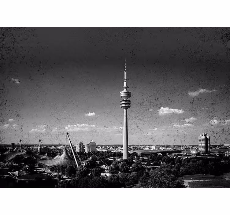 Zavjese za dnevni boravak munich olympiapark skyline - TenStickers