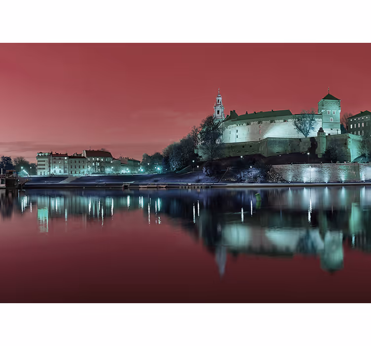 Zavjese za dnevni boravak krakow pri zalasku sunca - TenStickers
