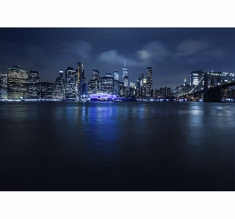 Zavjese za dnevni boravak plavi manhattan noću - TenStickers