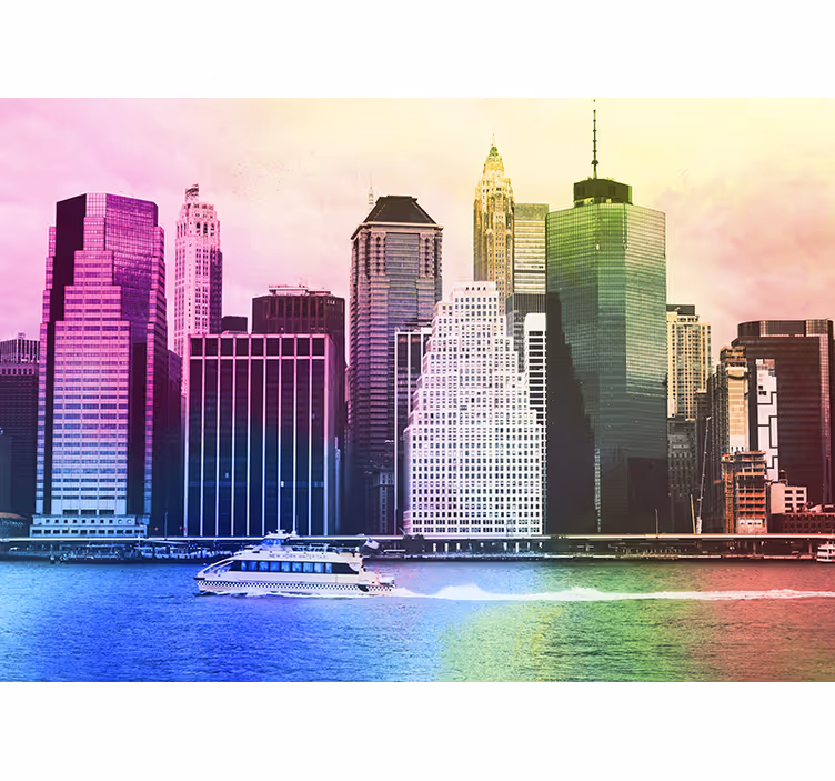 Zavjese za dnevni boravak Šareni neboderi manhattana - TenStickers