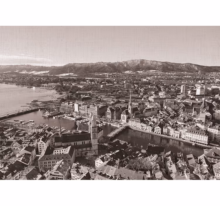 Zavjese za dnevni boravak zürich s planinama u pozadini - TenStickers