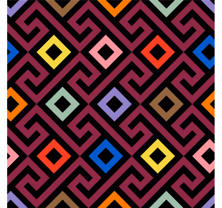Zavjese za dnevni boravak s šarenim geometrijskim labirintom - TenStickers