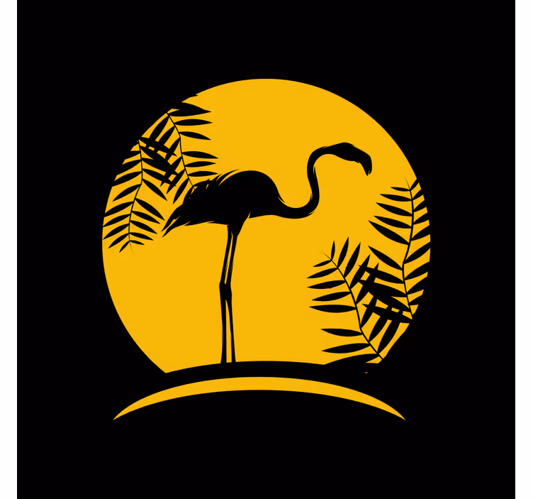 Zavjese za dnevni boravak crni flamingo s mjesecom - TenStickers