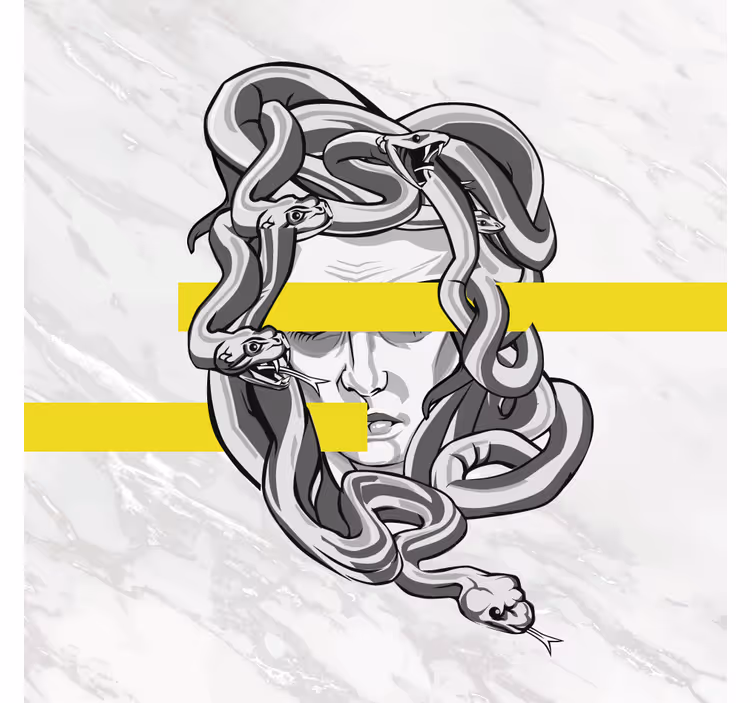 Zavjese za dnevni boravak bijela meduza s žutim prugama - TenStickers