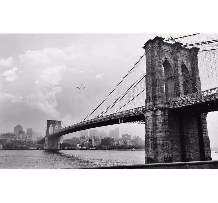 Sive zavjese s muralom new york mosta za dnevni boravak - TenStickers