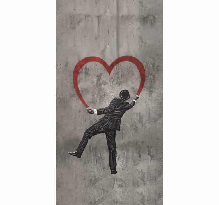 Sive zavjese s banksyjevim srcem u grafitu - TenStickers