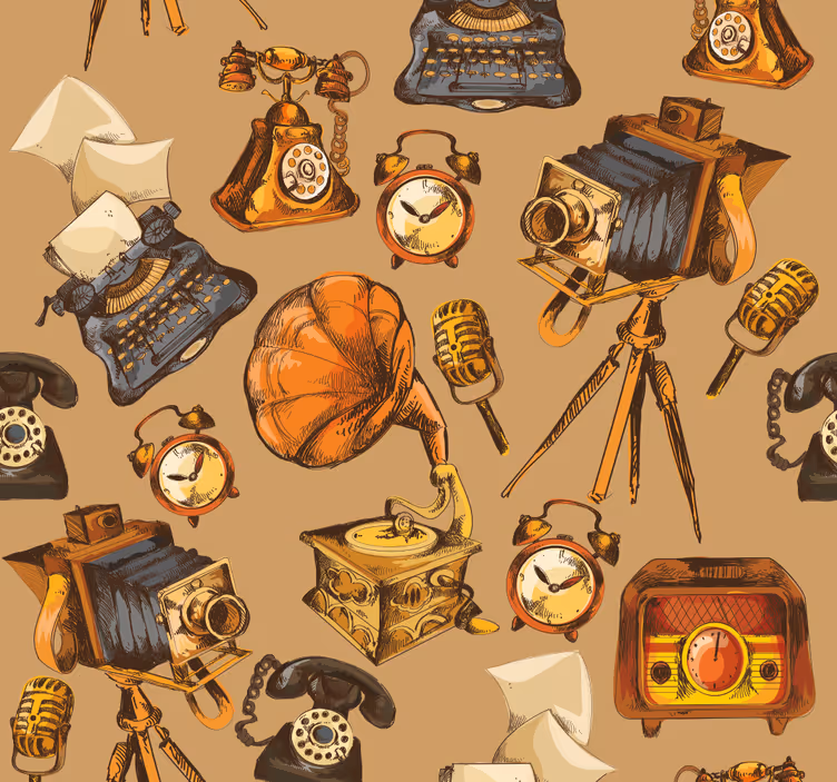 Rolo zavjese berba kolaž vintage predmeta - TenStickers