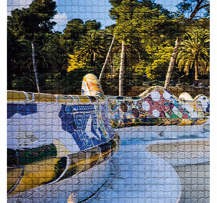 Zavjese za dnevni boravak s pogledom na park güell - TenStickers