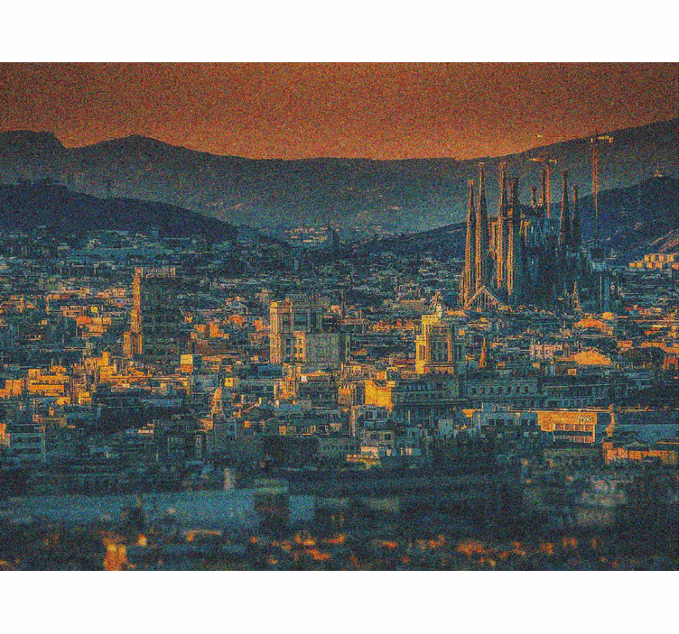 Zavjese za dnevni boravak barcelona iz zraka noću - TenStickers