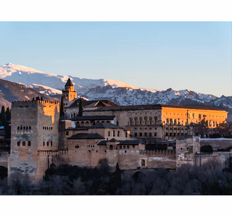 Zavjese za dnevni boravak alhambra u granadi navečer - TenStickers