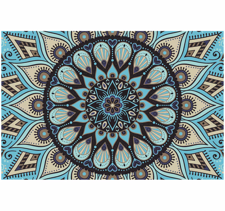 Zavjese za spavaću sobu etno crno-plava mandala - TenStickers
