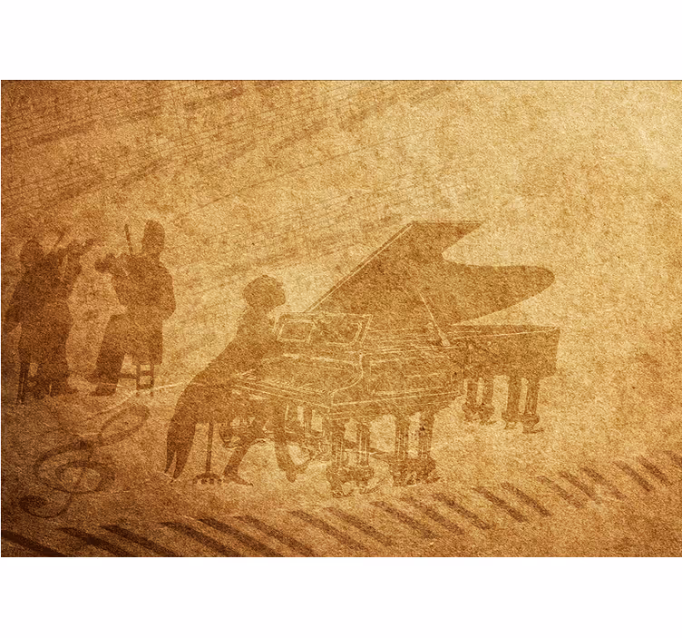 Bež zavjese u vintage stilu klavira - TenStickers
