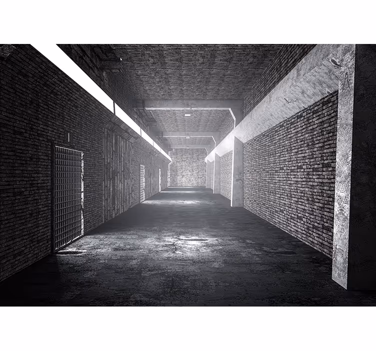 Zavjese za spavaću sobu 3d tunel od cigli - TenStickers