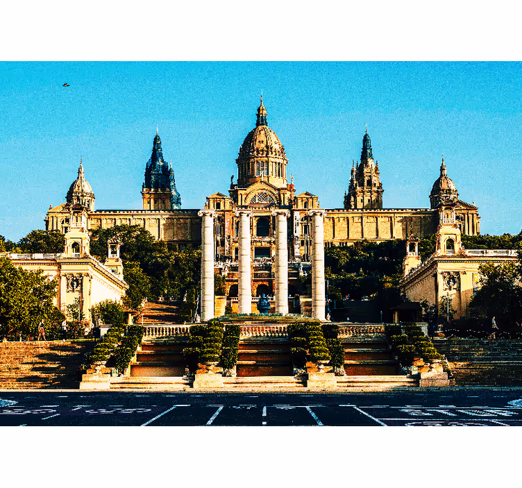 Zavjese za spavaću sobu s osvijetljenim pogledom na montjuic - TenStickers