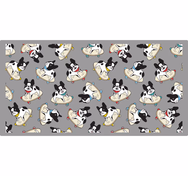 Sive zavjese s bulldogom na skateboardu - TenStickers