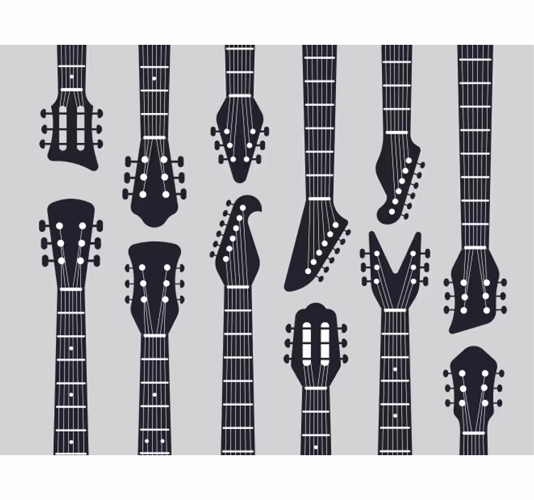 Sive zavjese s siluetom vrata rock gitara - TenStickers