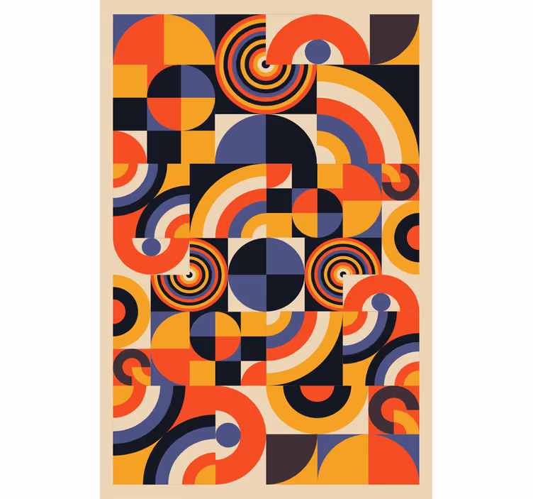 Zavjese za dnevni boravak u šarenim bauhaus krugovima - TenStickers