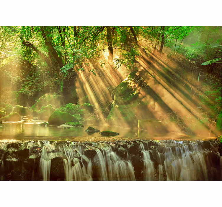 Zavjese za spavaću sobu prekrasan šumski vodopad - TenStickers