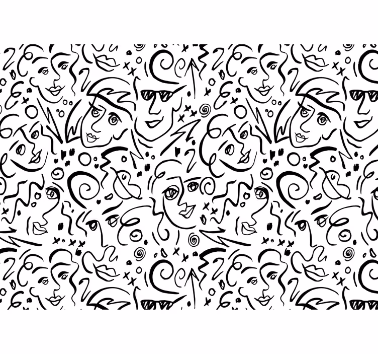 Bijele zavjese s crno-bijelim grafitnim motivima - TenStickers