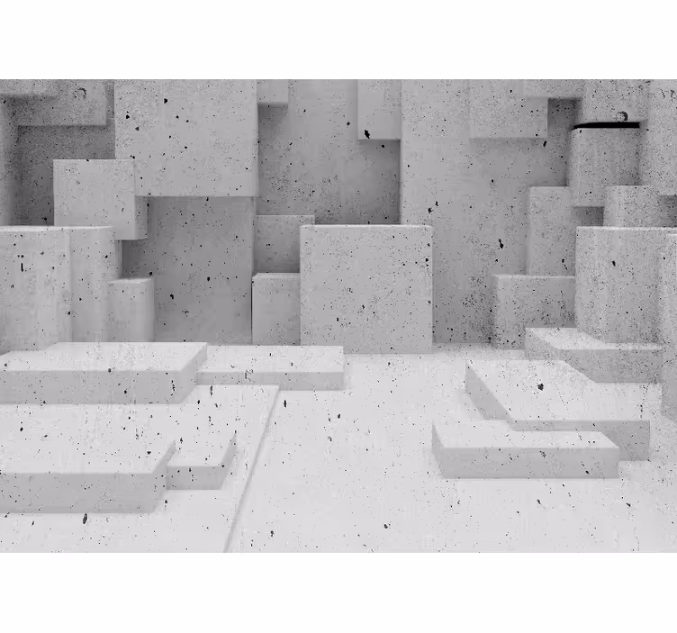 Bijele zavjese s 3d betonskim oblicima - TenStickers